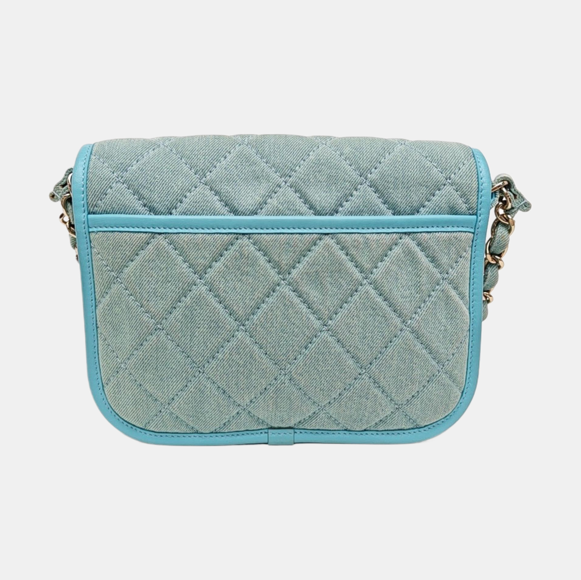 Quilted Denim Shoulder Bag Blue