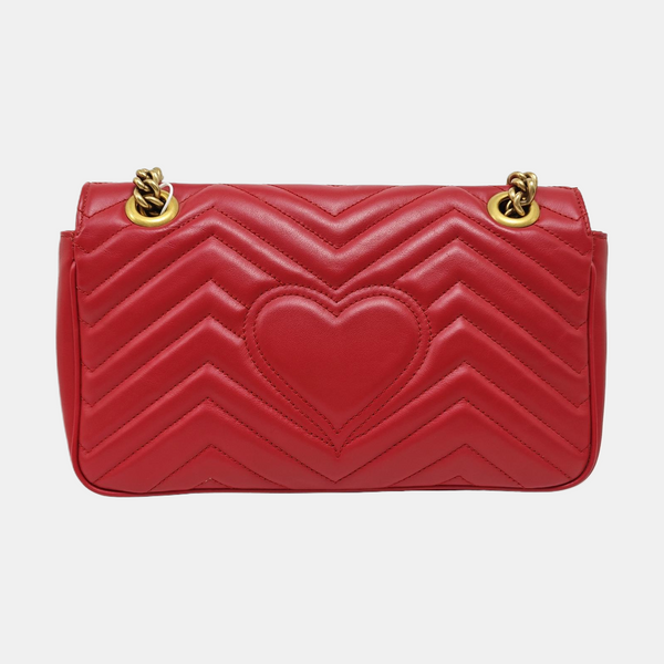 GG Marmont Medium Quilted Calfskin Red