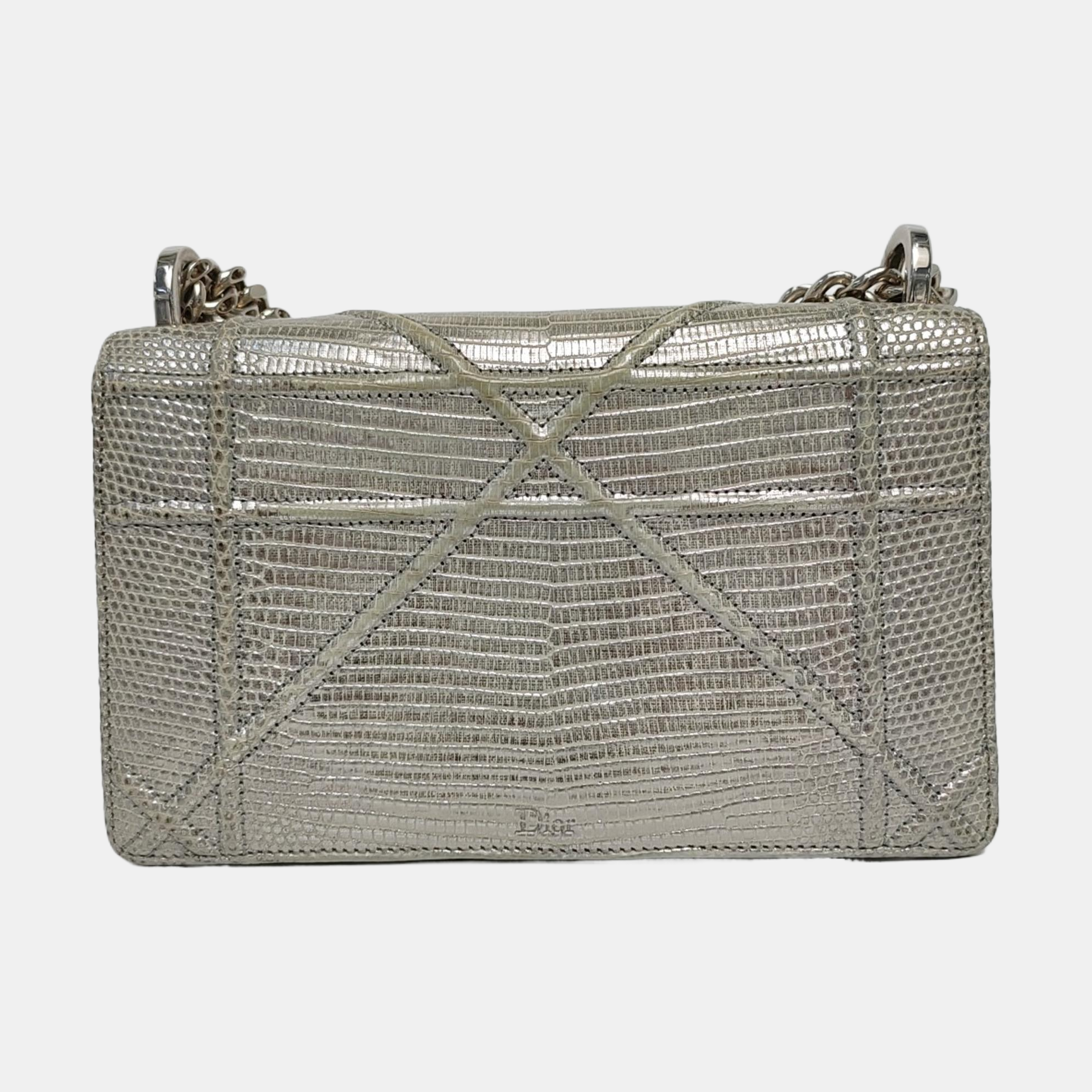 Diorama Small Cannage Calfskin Silver