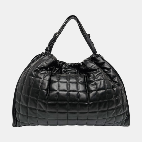 Deco Large Quilted Calfskin Black