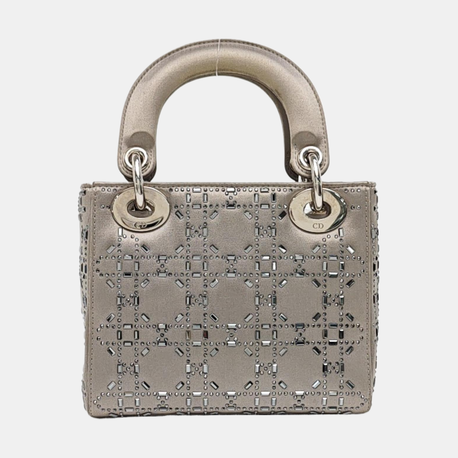 Authenticated pre-owned  Lady Dior Mini Cannage Silk Satin Grey - Tote Bag at Looply