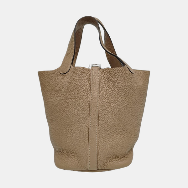 Authenticated pre-owned  Picotin Lock 18 Clemence Beige - Bucket Bag at Looply