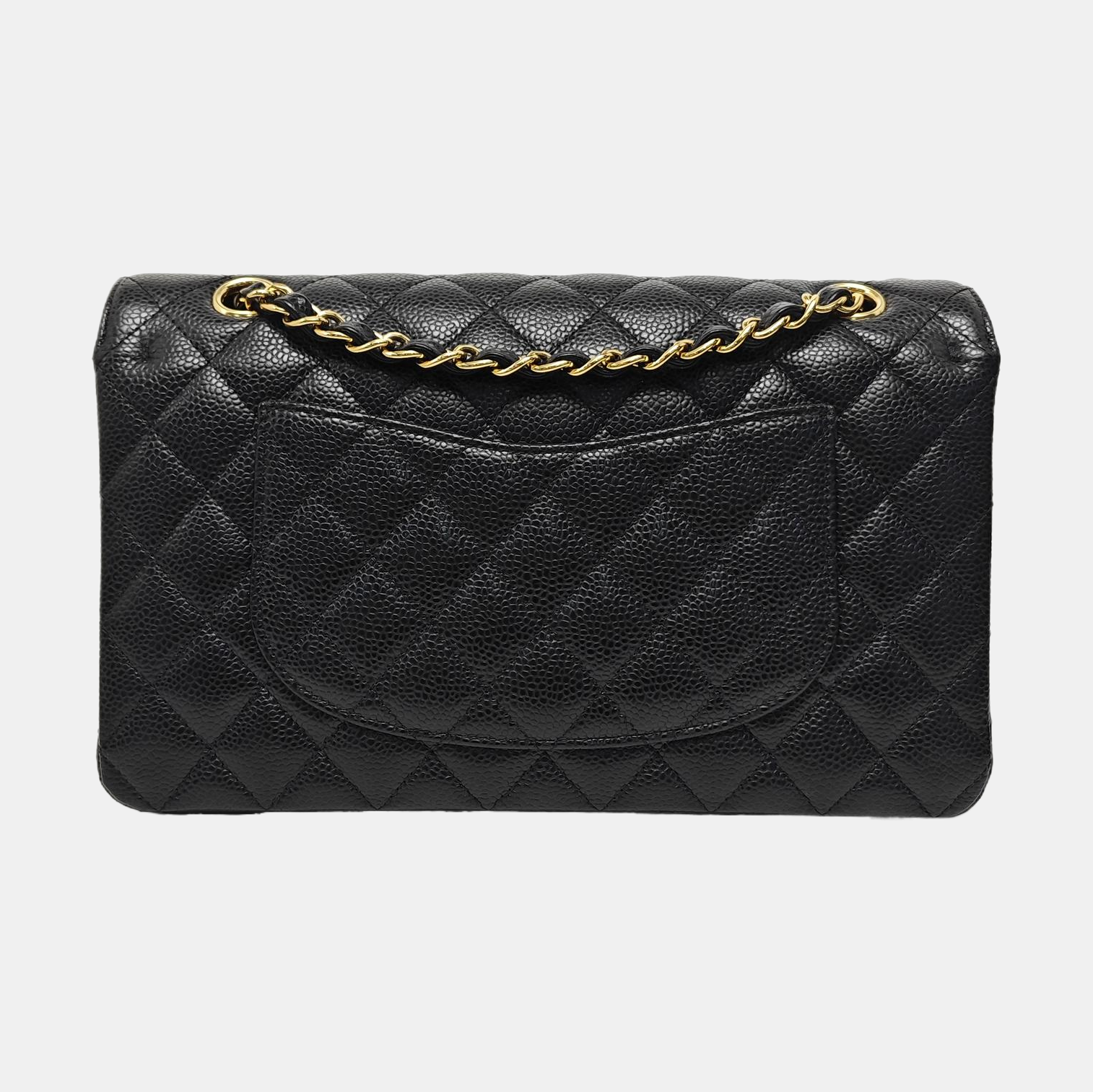 CLASSIC FLAP Medium Quilted Grained Calfskin Black
