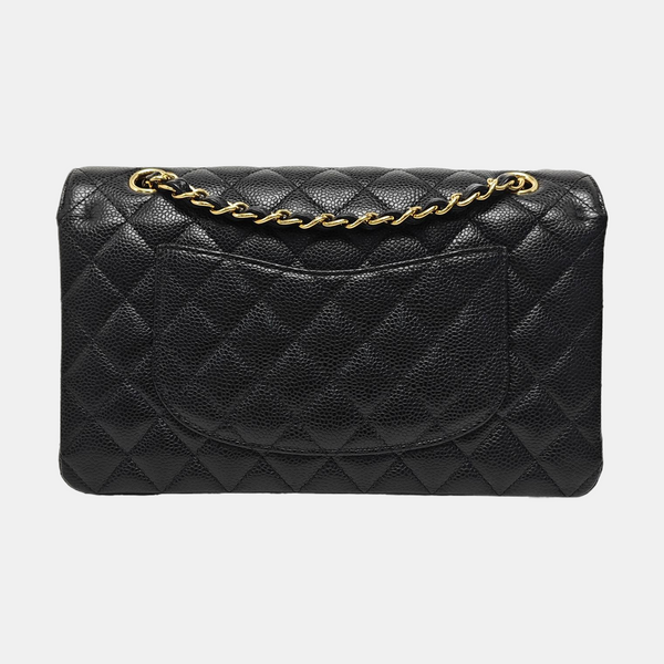 CLASSIC FLAP Medium Quilted Grained Calfskin Black