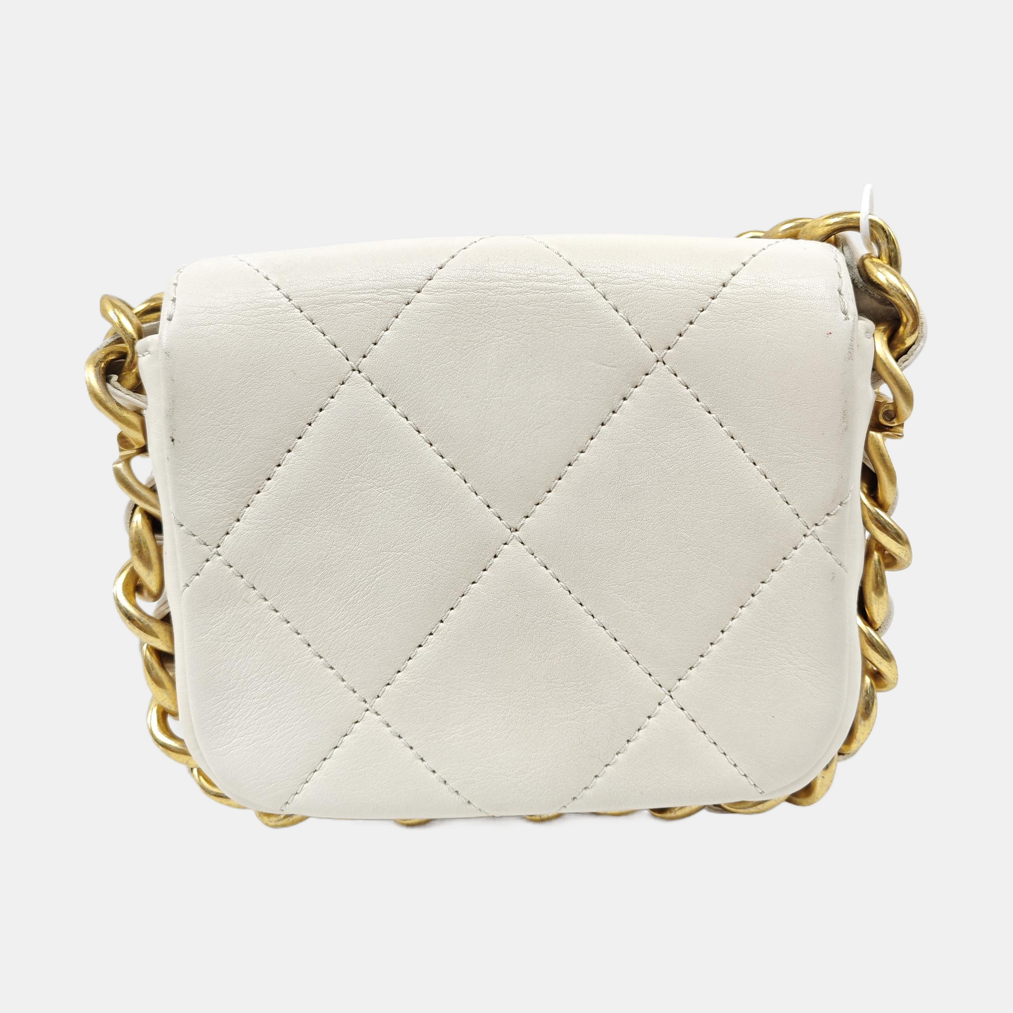 Quilted Calfskin Shoulder Bag White
