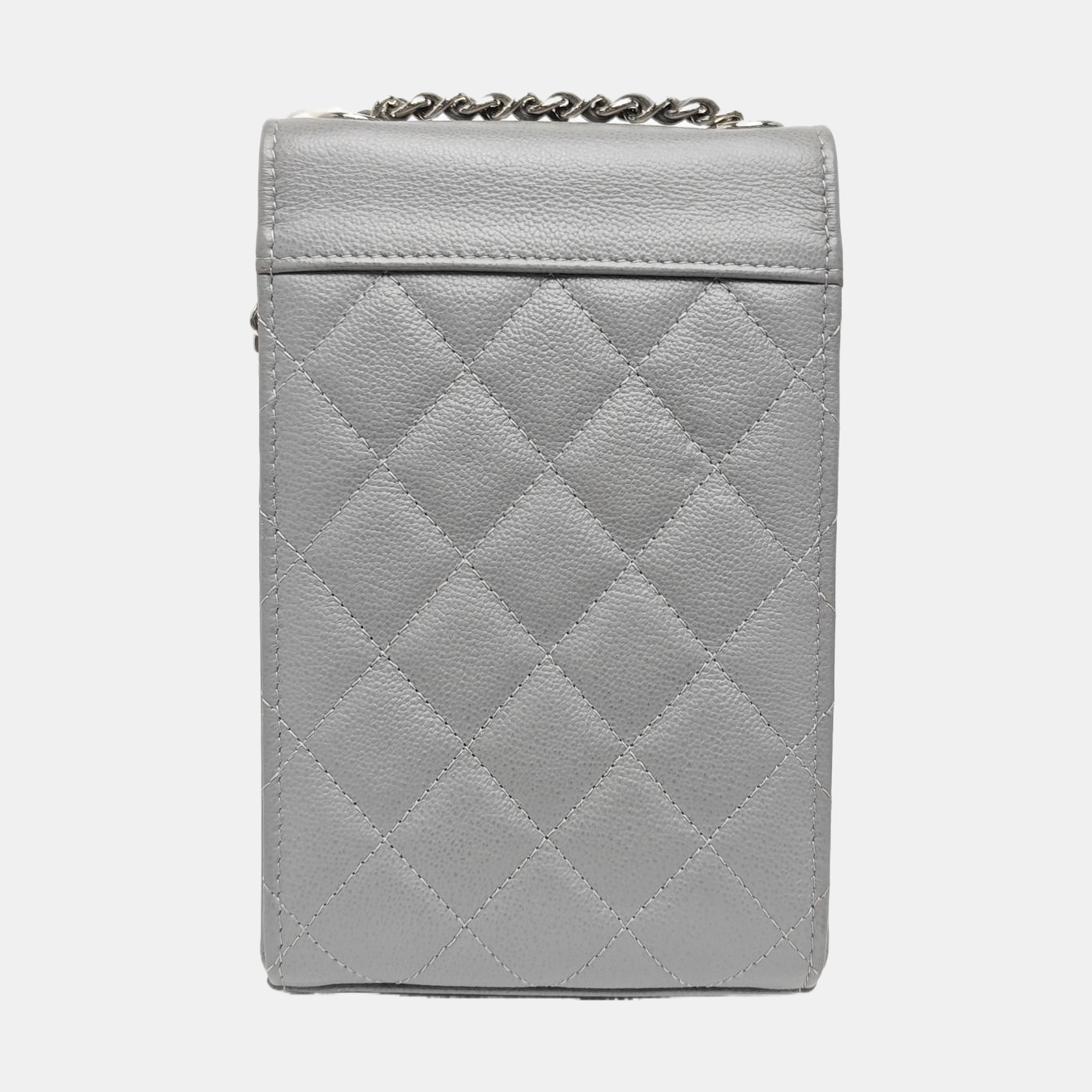 Quilted Grained Calfskin Shoulder Bag Gray