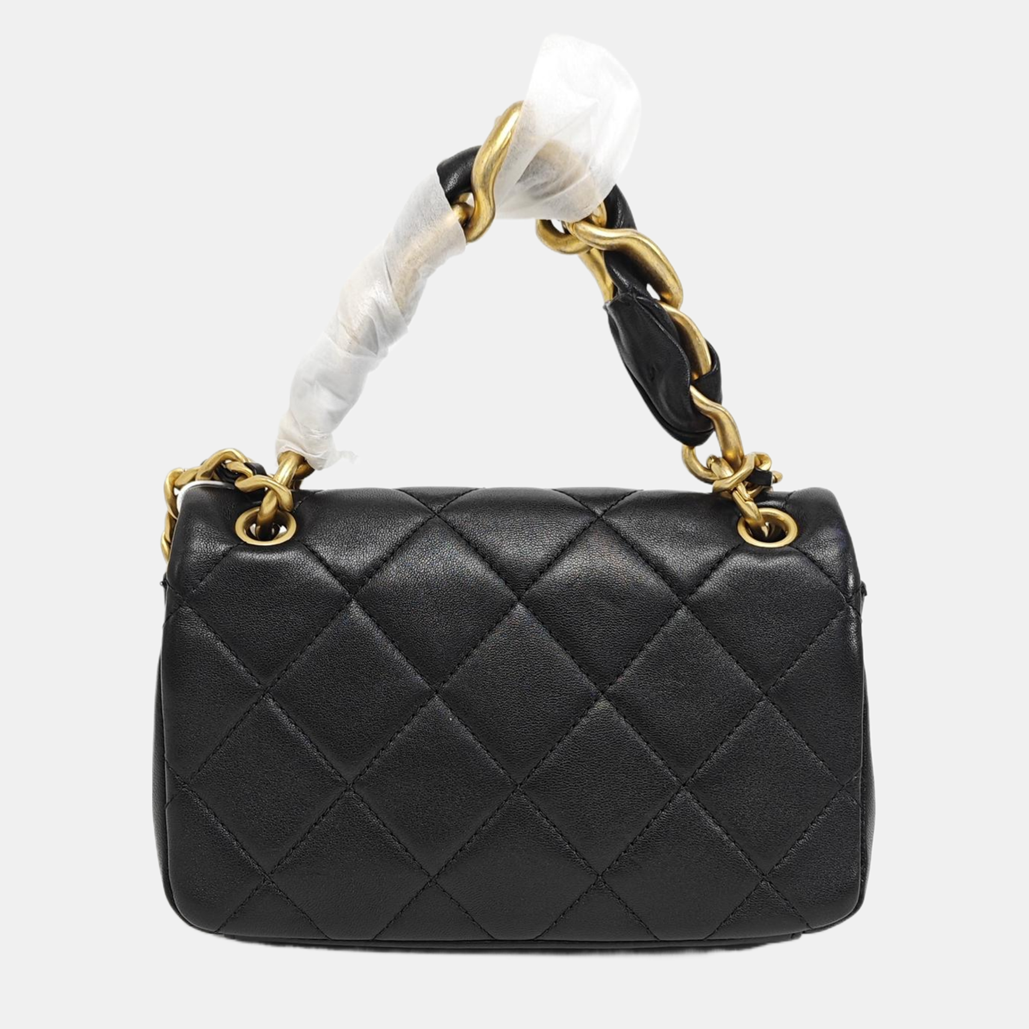 TWO TONE CHAIN HANDLE Quilted Calfskin Black