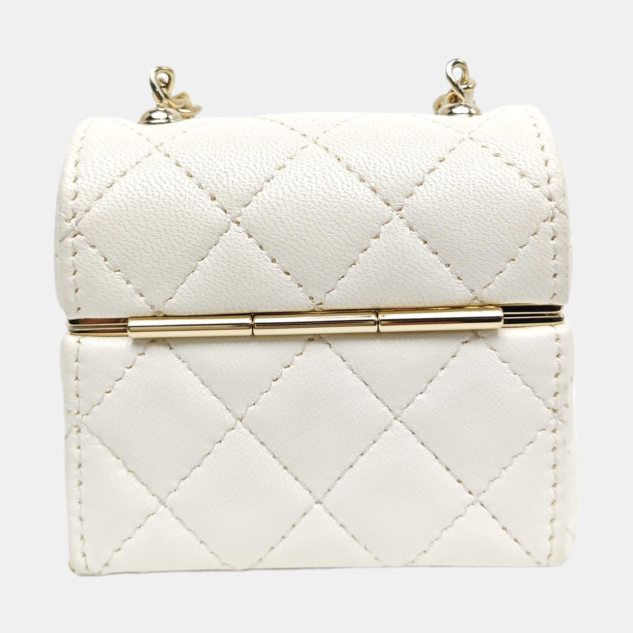 Quilted Lambskin Shoulder Bag White