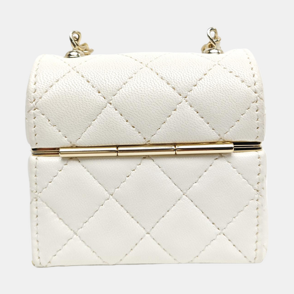 Quilted Lambskin Shoulder Bag White