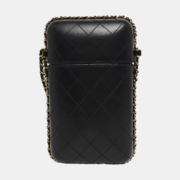 Quilted Lambskin Shoulder Bag Black