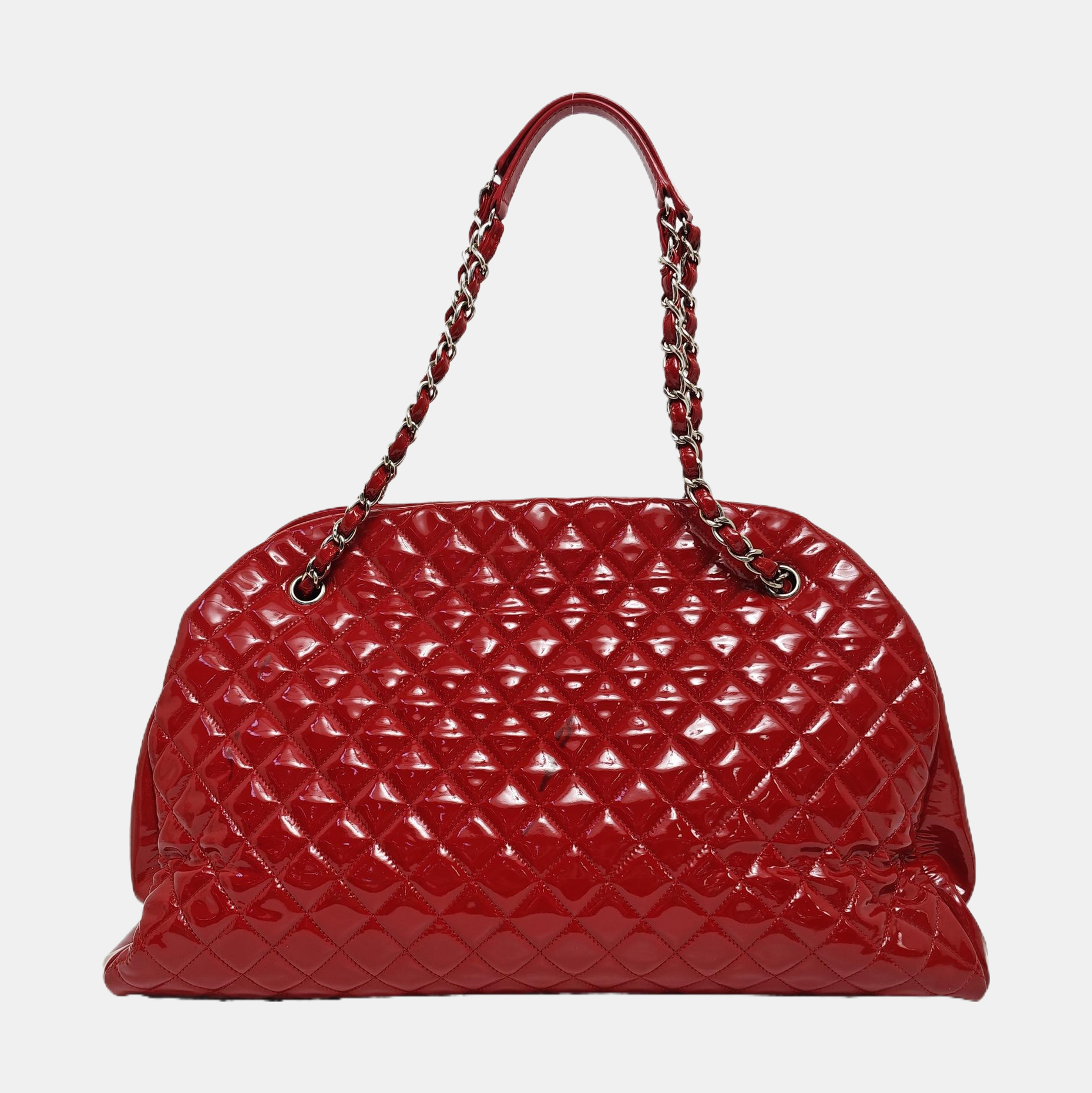 JUST MADEMOISELLE Large Quilted Patent Leather Red