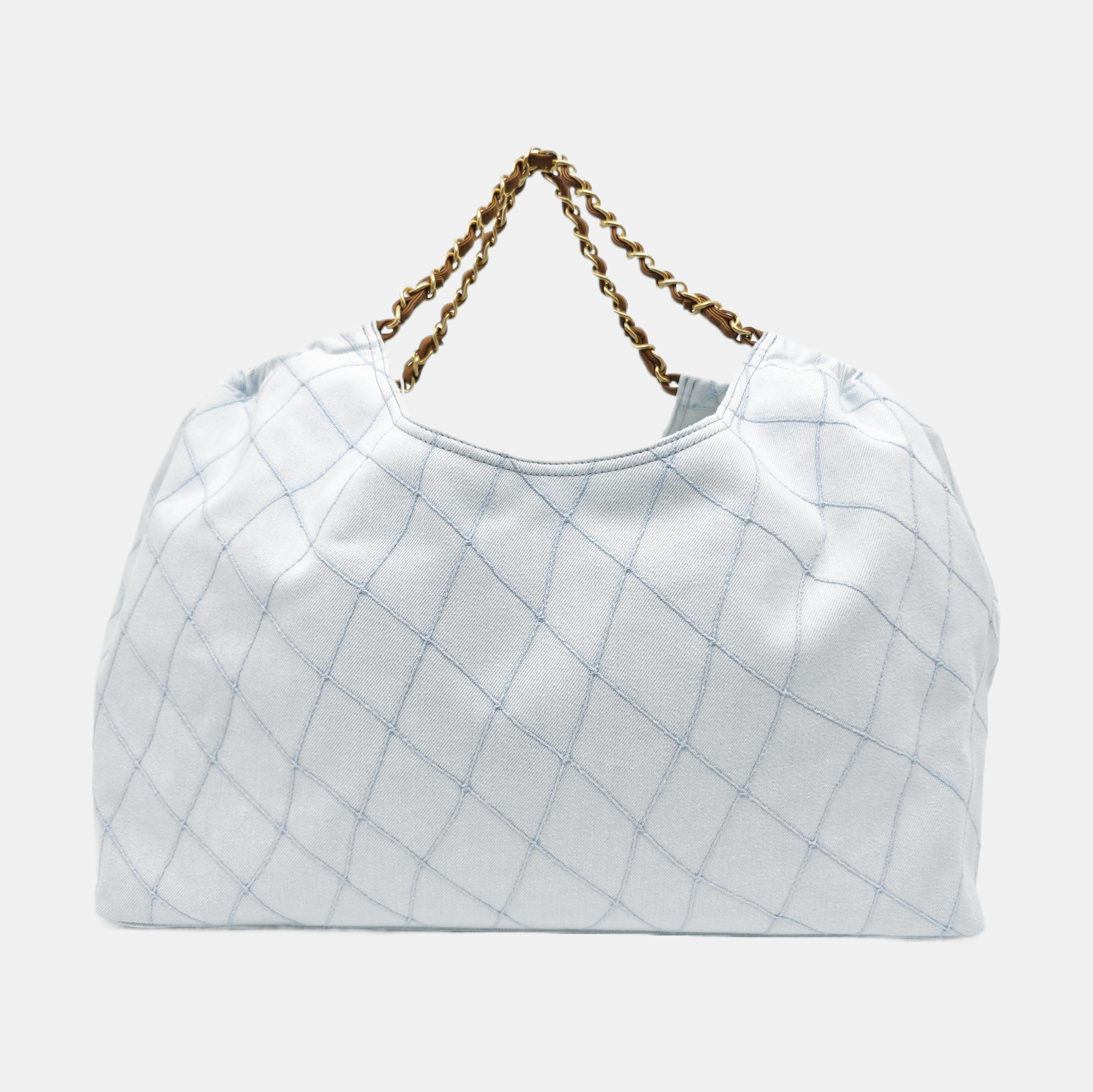 Quilted Denim Shoulder Bag Blue