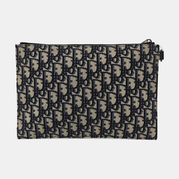 Oblique Canvas Clutch Blue