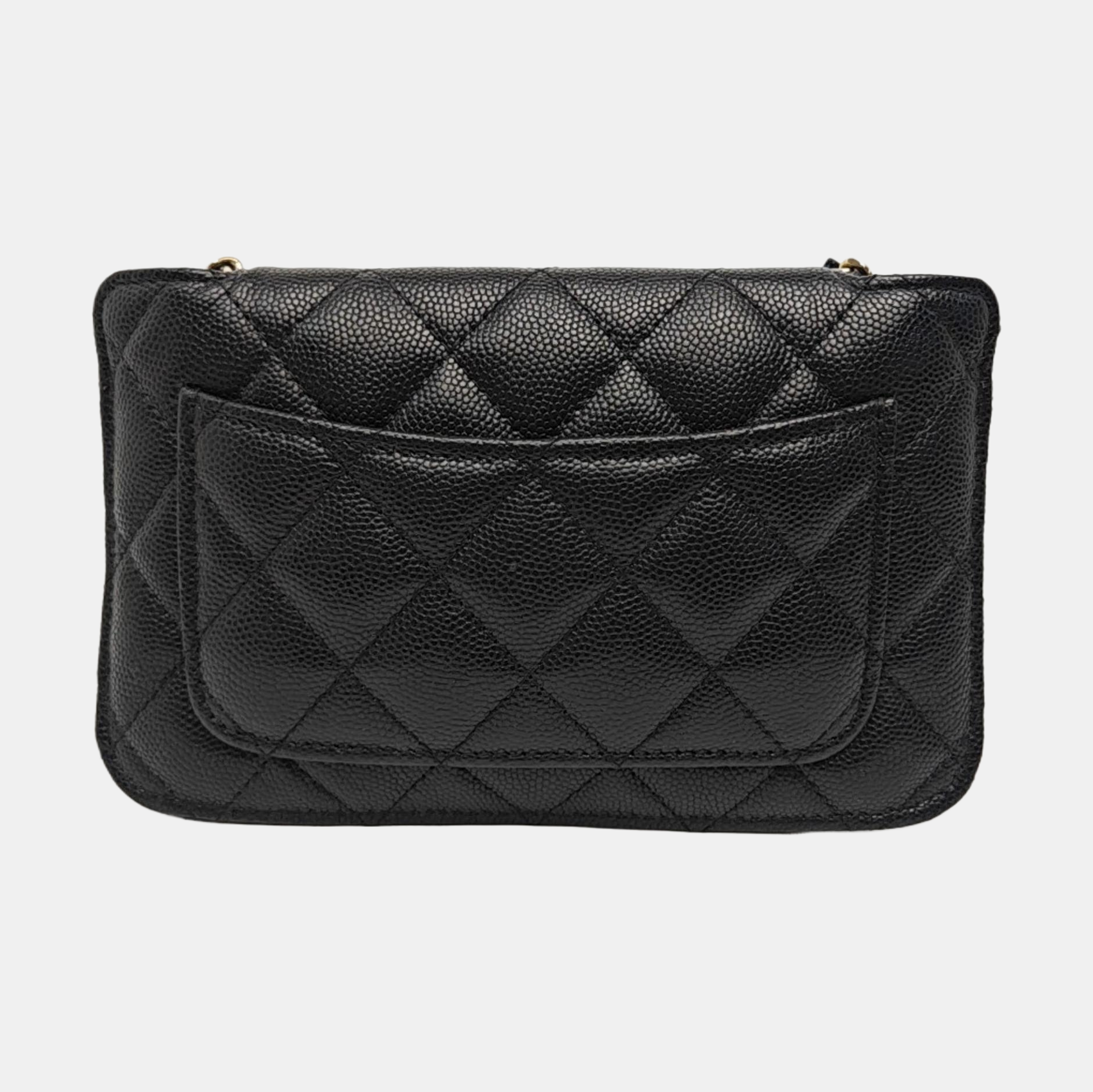 Quilted Grained Calfskin Shoulder Bag Black