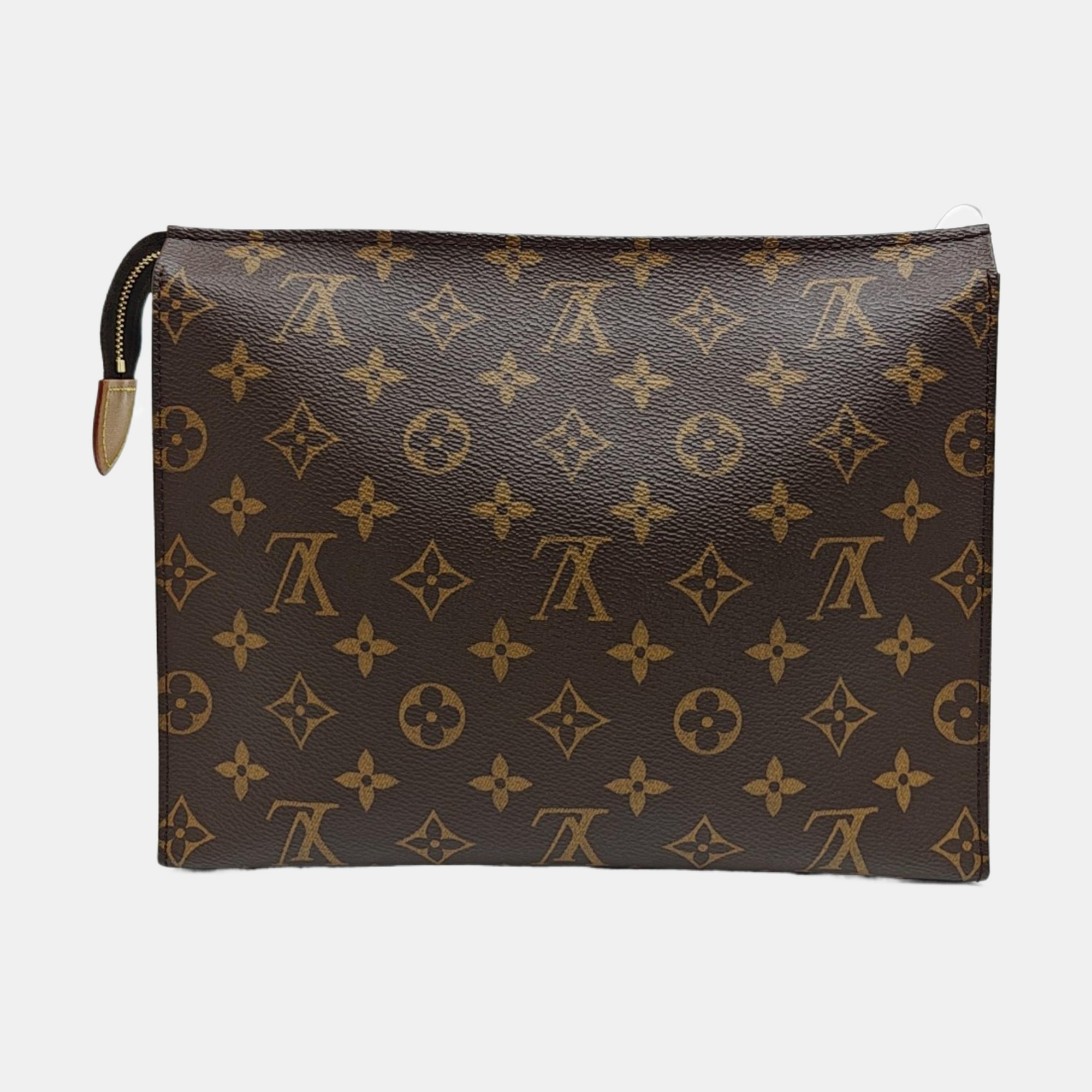 TOILET POCKET 26 Monogram Coated Canvas Brown