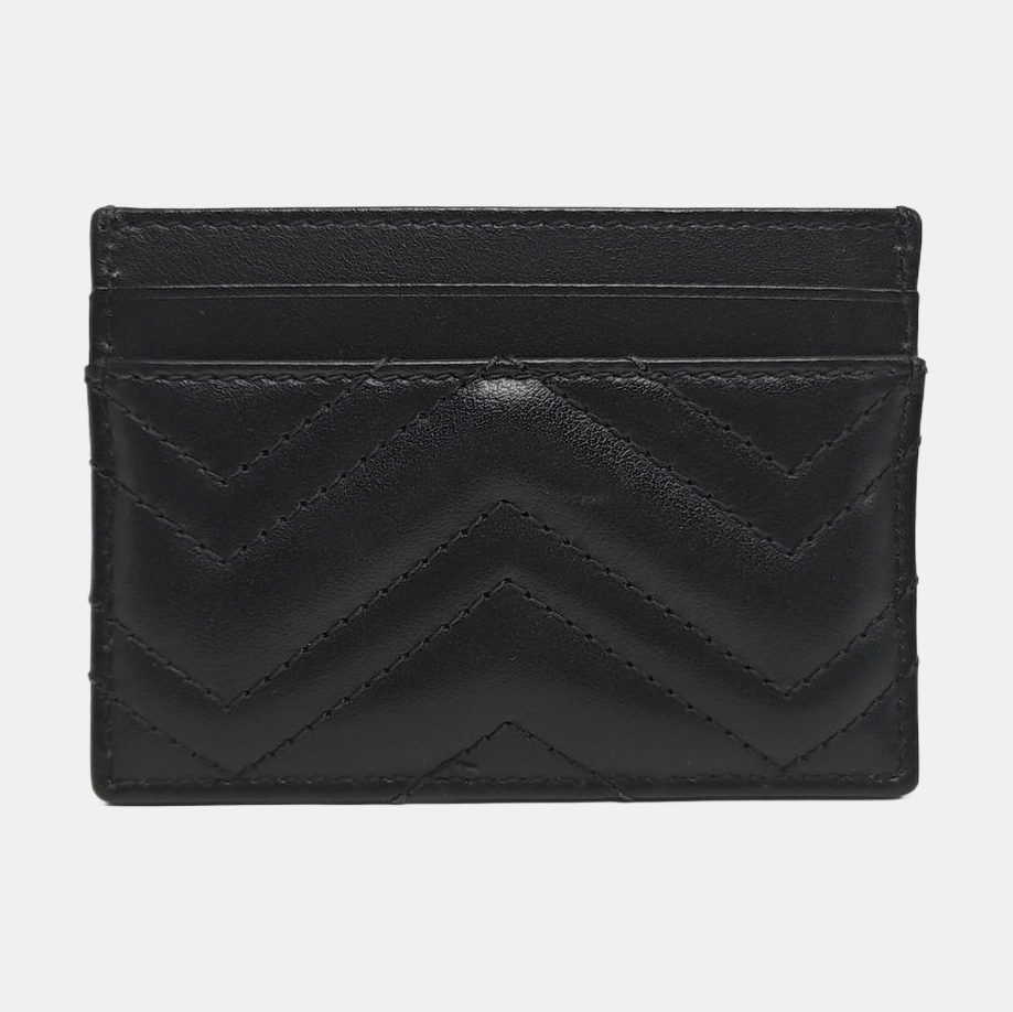 Authenticated pre-owned  GG Marmont Quilted Calfskin Black Card Holder - Card Holder at Looply