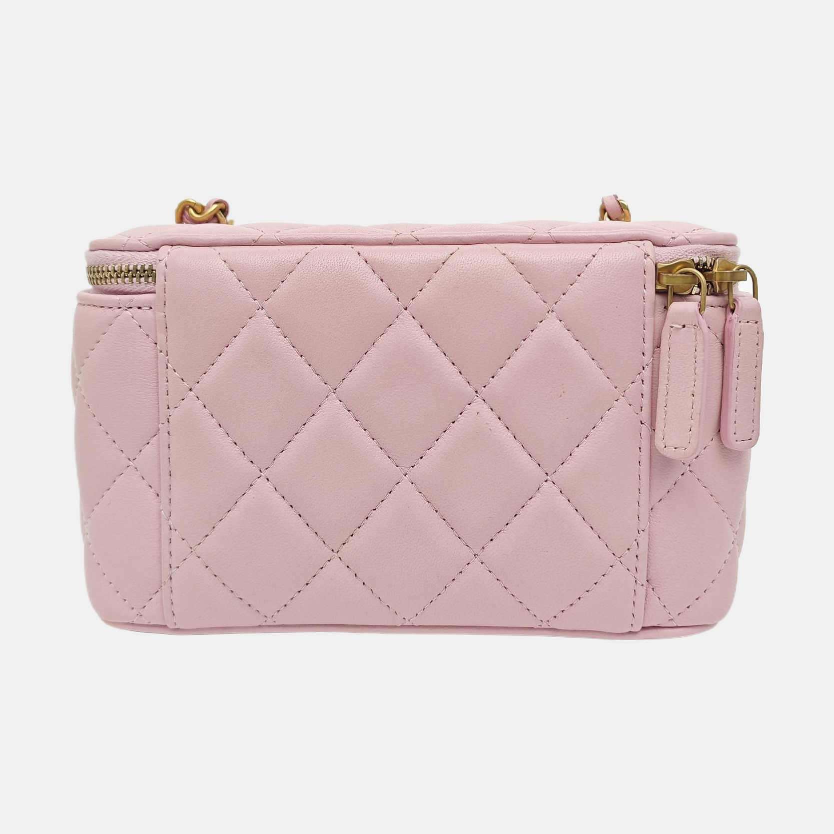 VANITY CASE Small Quilted Lambskin Pink