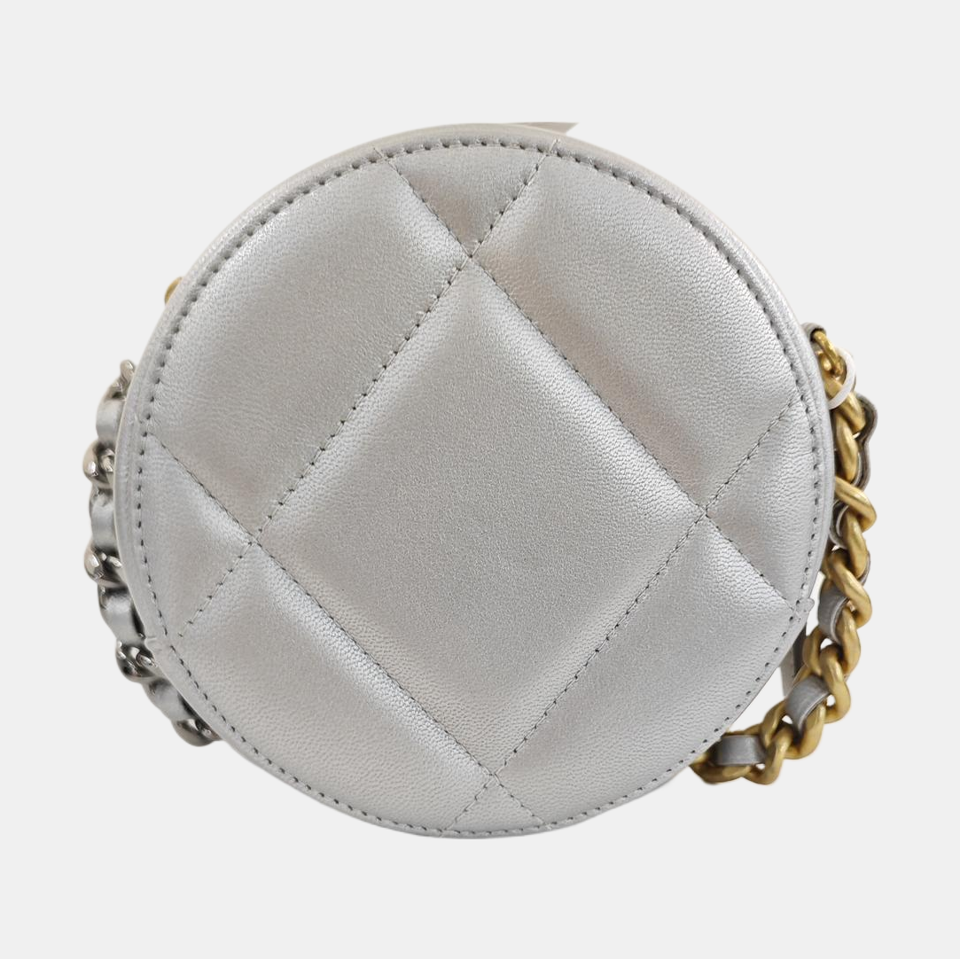 CHANEL 19 Small Quilted Lambskin Silver