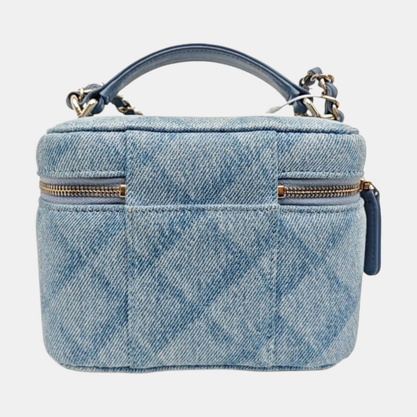VINTAGE COSMETIC BAGS Chevron Denim Blue