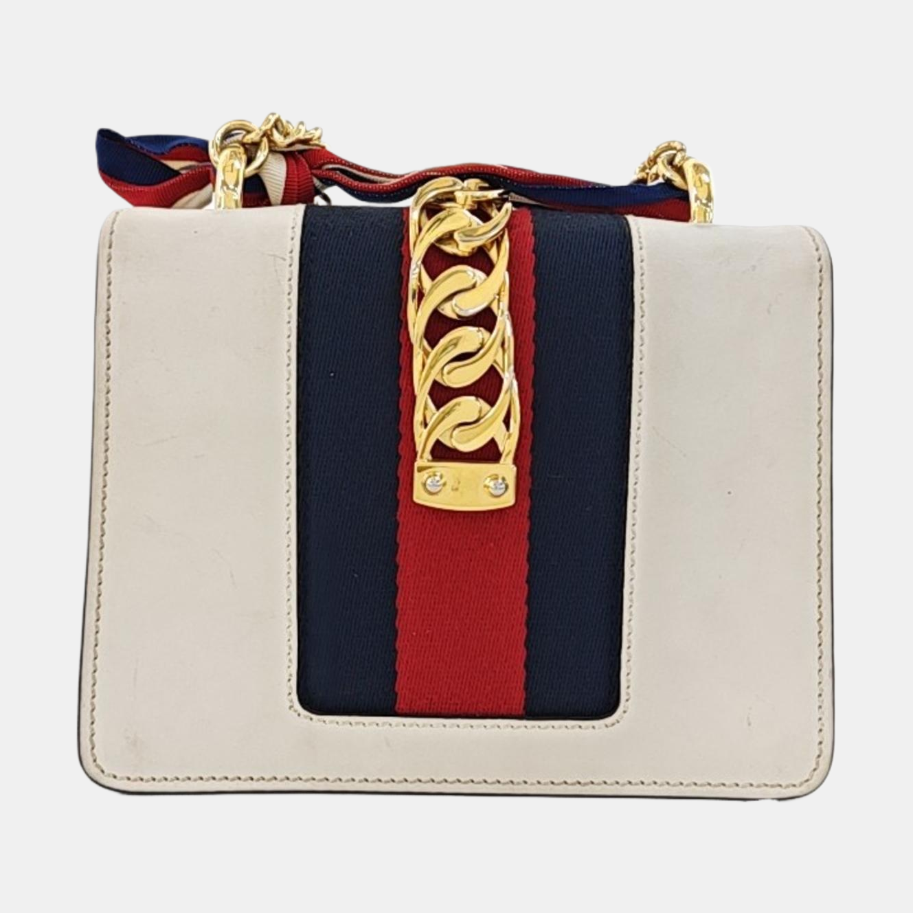 Authenticated pre-owned  Sylvie Mini Calfskin White - Shoulder Bag at Looply