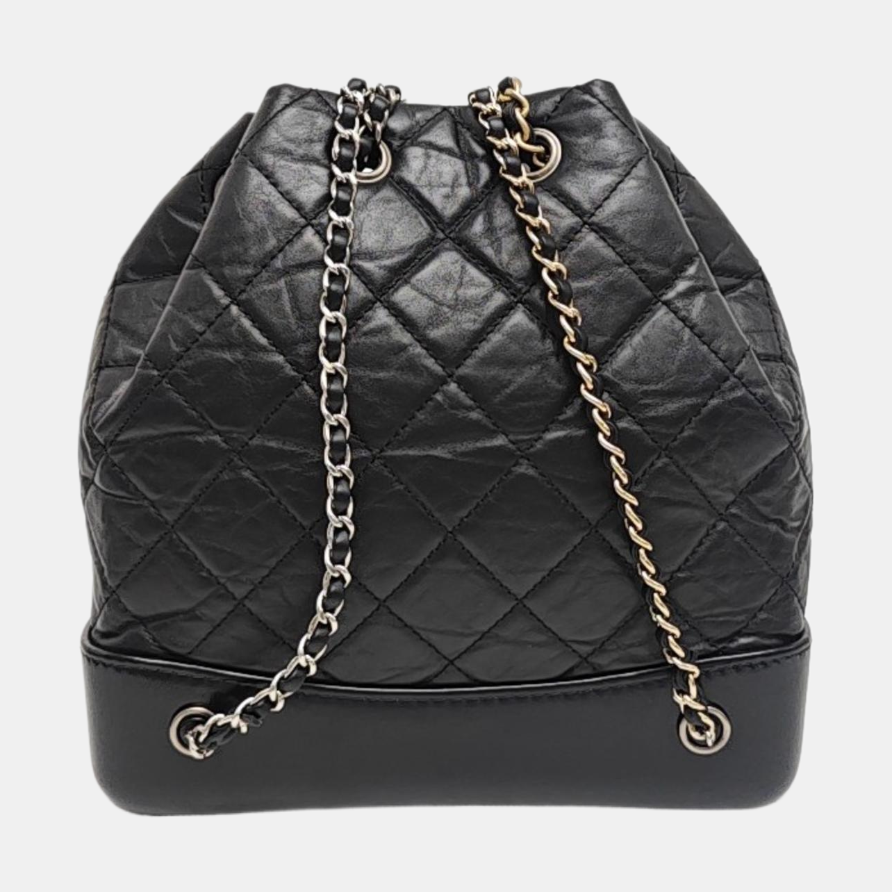 GABRIELLE Small Quilted Calfskin Black