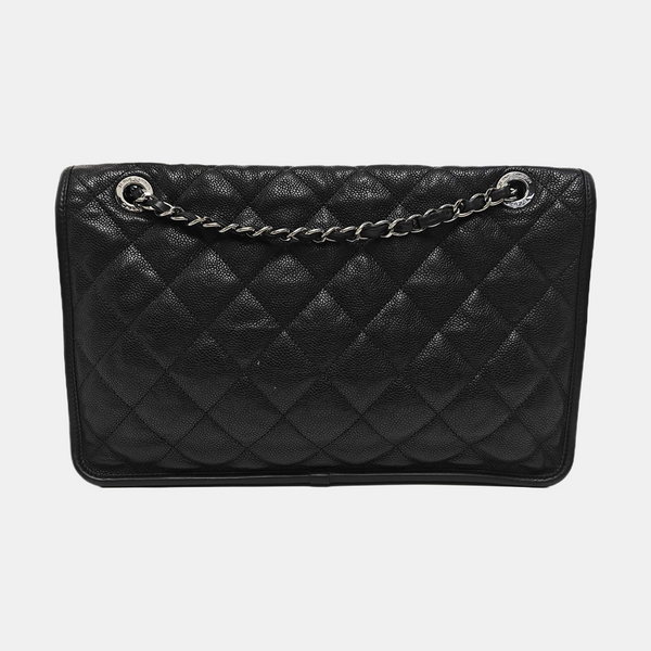 CLASSIC FLAP Jumbo Quilted Grained Calfskin Black
