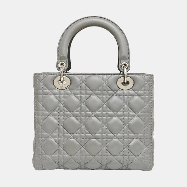 Lady Dior Medium Cannage Lambskin Gray