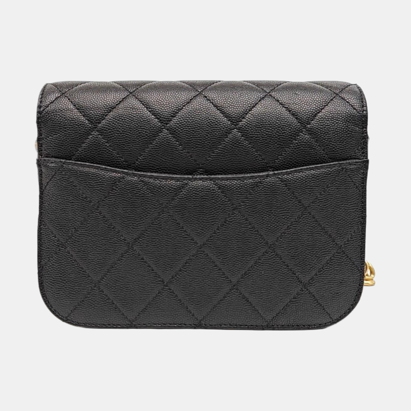 Quilted Grained Calfskin Shoulder Bag Black