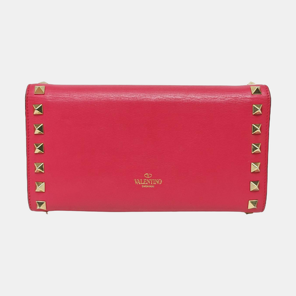 Authenticated pre-owned  Rockstud Calfskin Red Wallet - Wallet at Looply