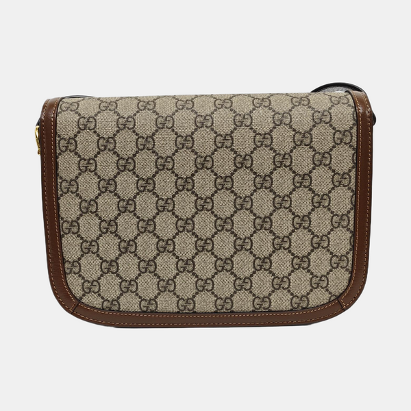 Horsebit 1955 Medium Monogram Coated Canvas Beige