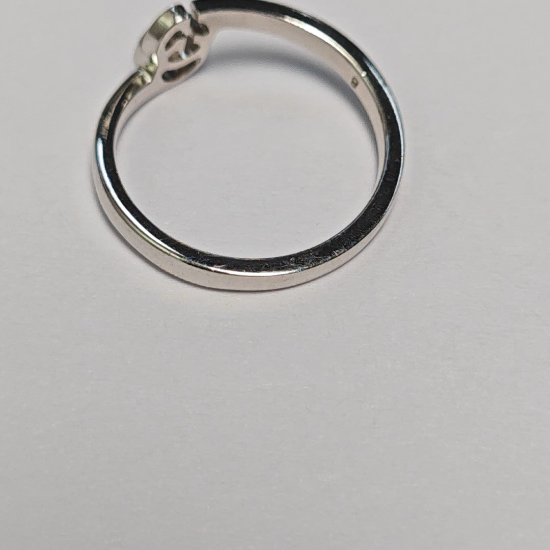 Interlocking G 18k White Gold Silver Ring HK 8