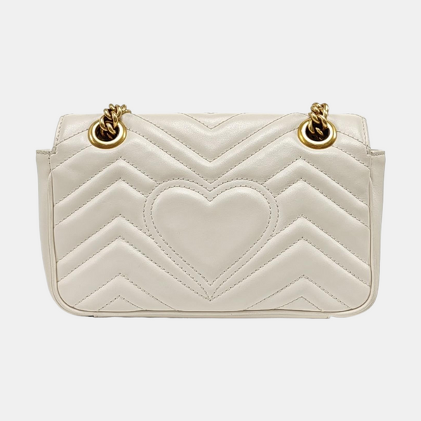 GG Marmont Small Quilted Calfskin White