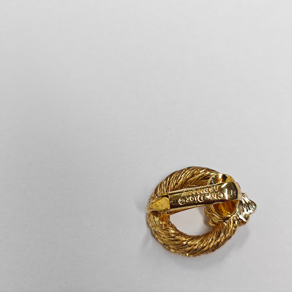 Twist Round Metal Gold Clip On Earrings