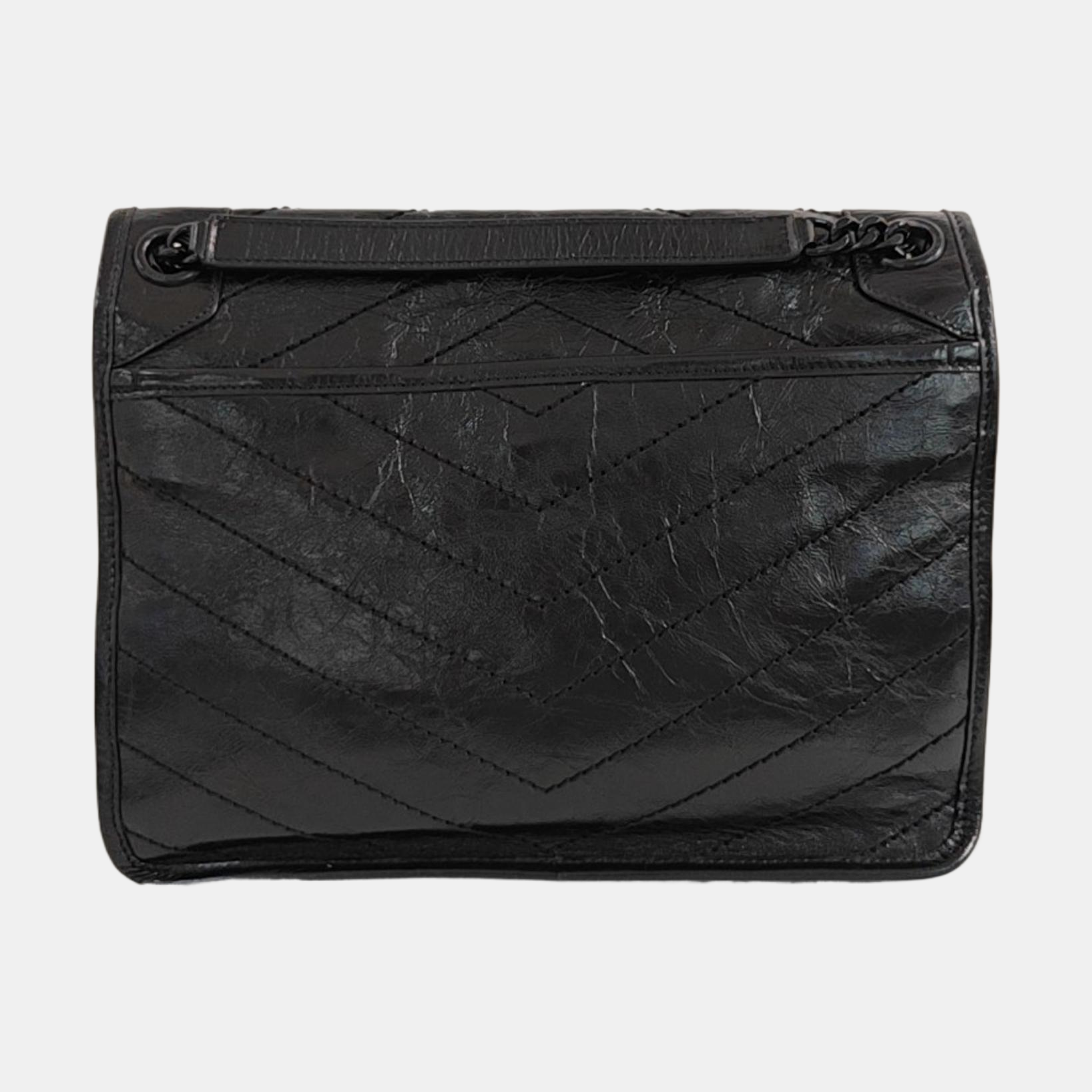 NIKI Medium Chevron Calfskin Black