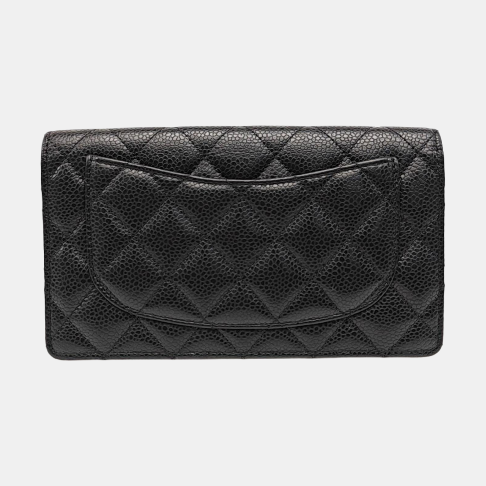 Quilted Grained Calfskin Wallet Black