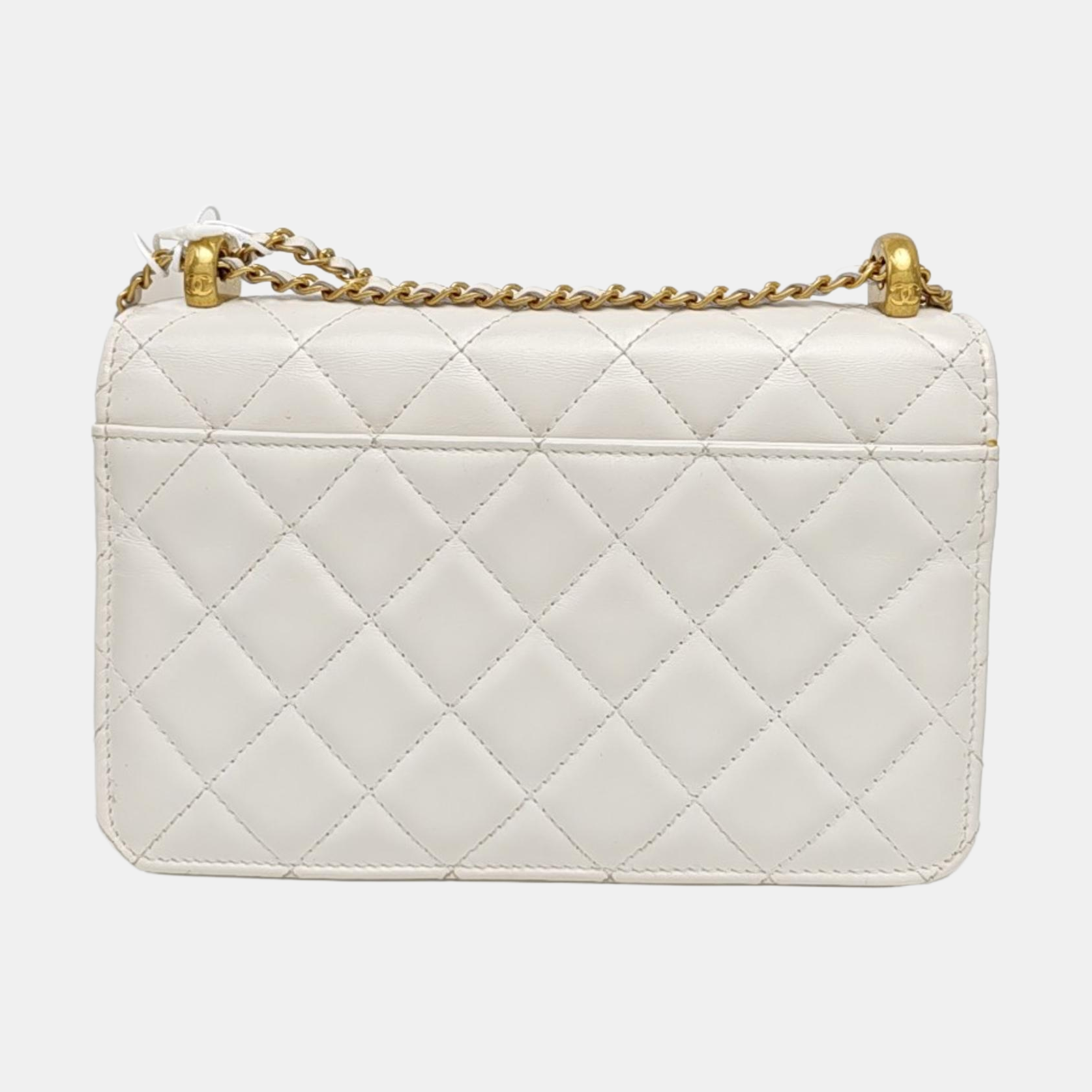 Quilted Calfskin Shoulder Bag White