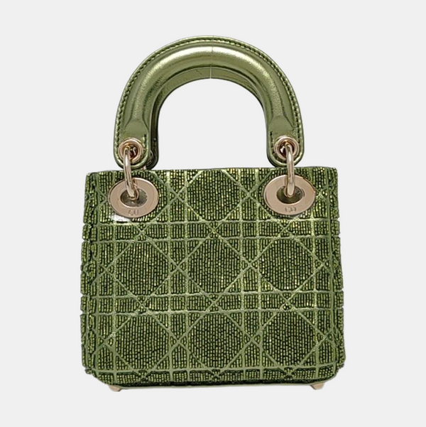 Authenticated pre-owned  Lady Dior Super Mini Cannage Special Material Green - Shoulder Bag at Looply