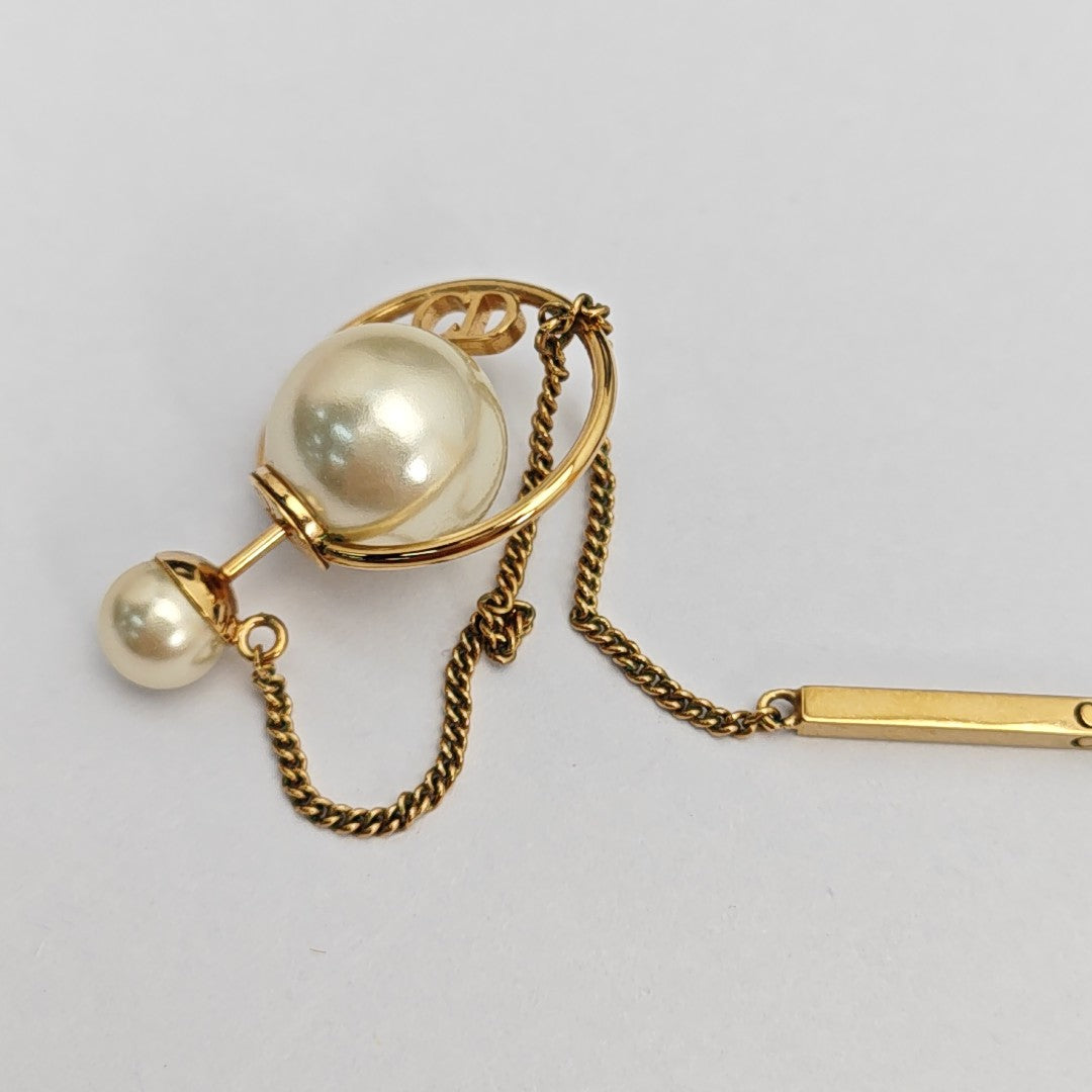 Dior Tribales Brass White Stud Earrings