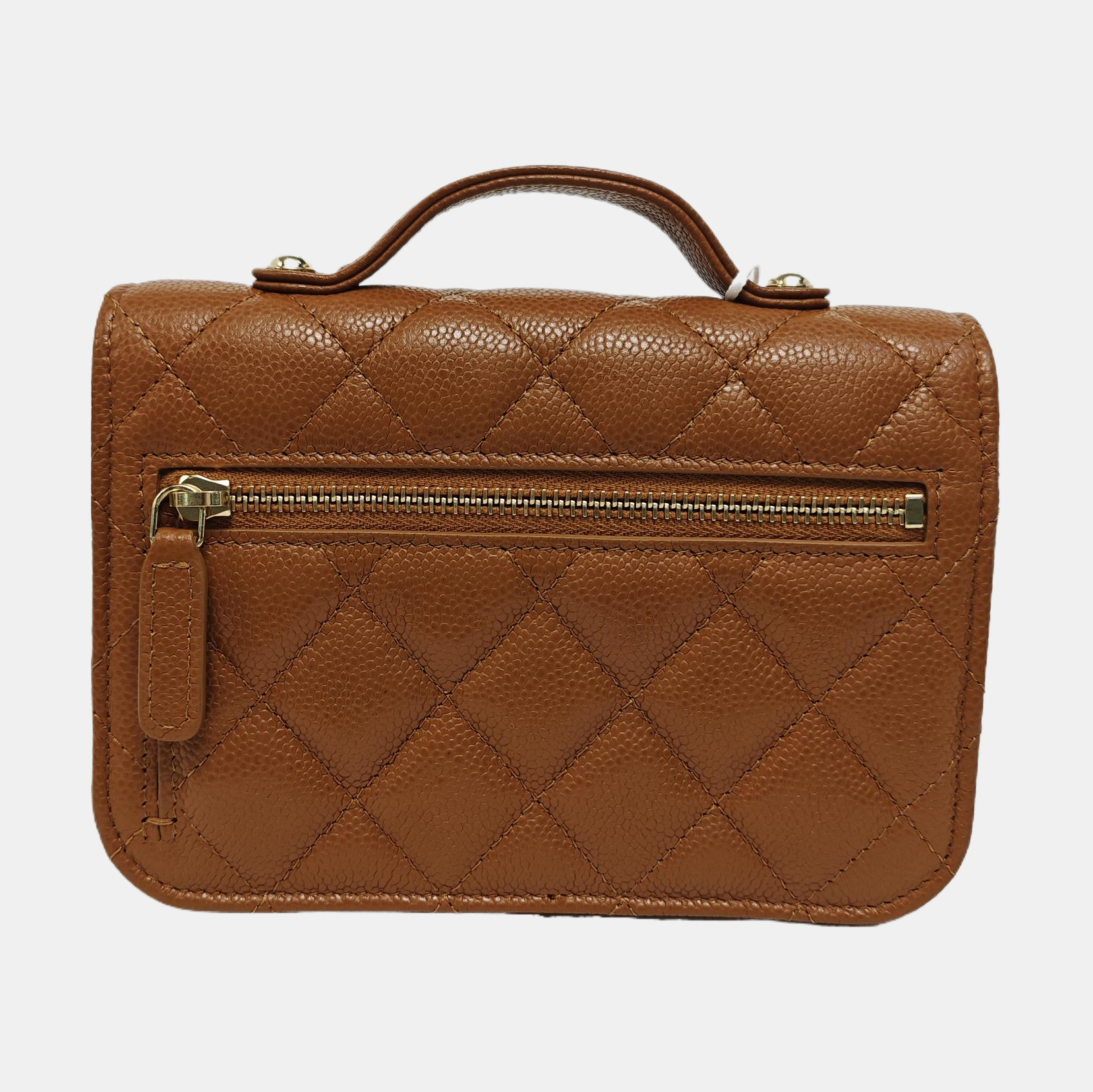 BUSINESS AFFINITY Quilted Grained Calfskin Brown
