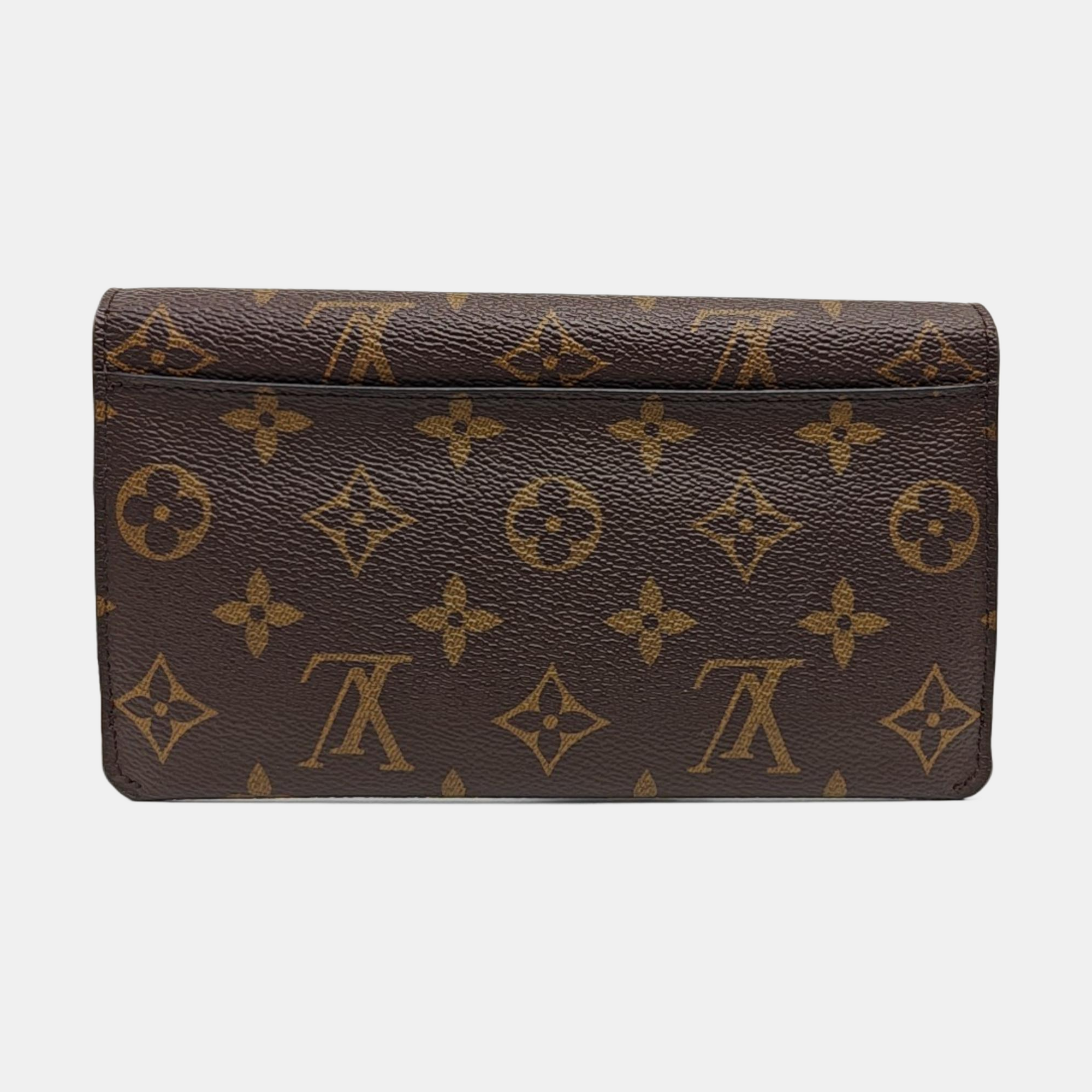 SARAH Monogram Coated Canvas Brown Wallet