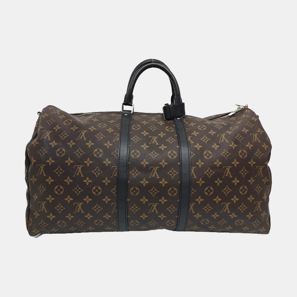 KEEPALL 55 Monogram Coated Canvas Brown