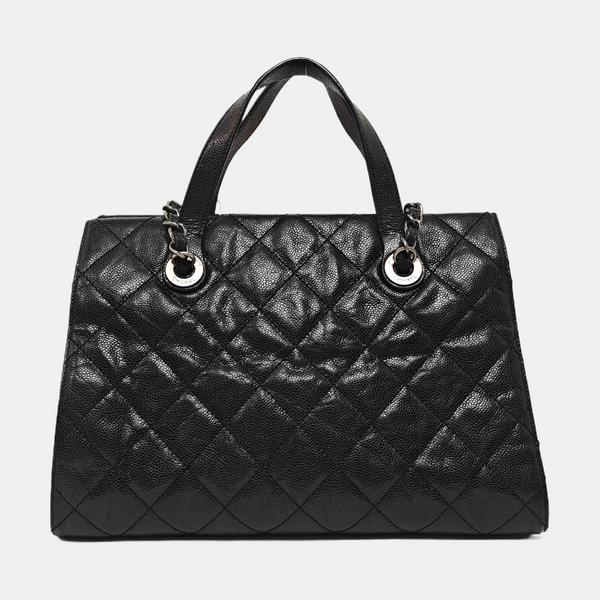 Quilted Calfskin Tote Bag Black