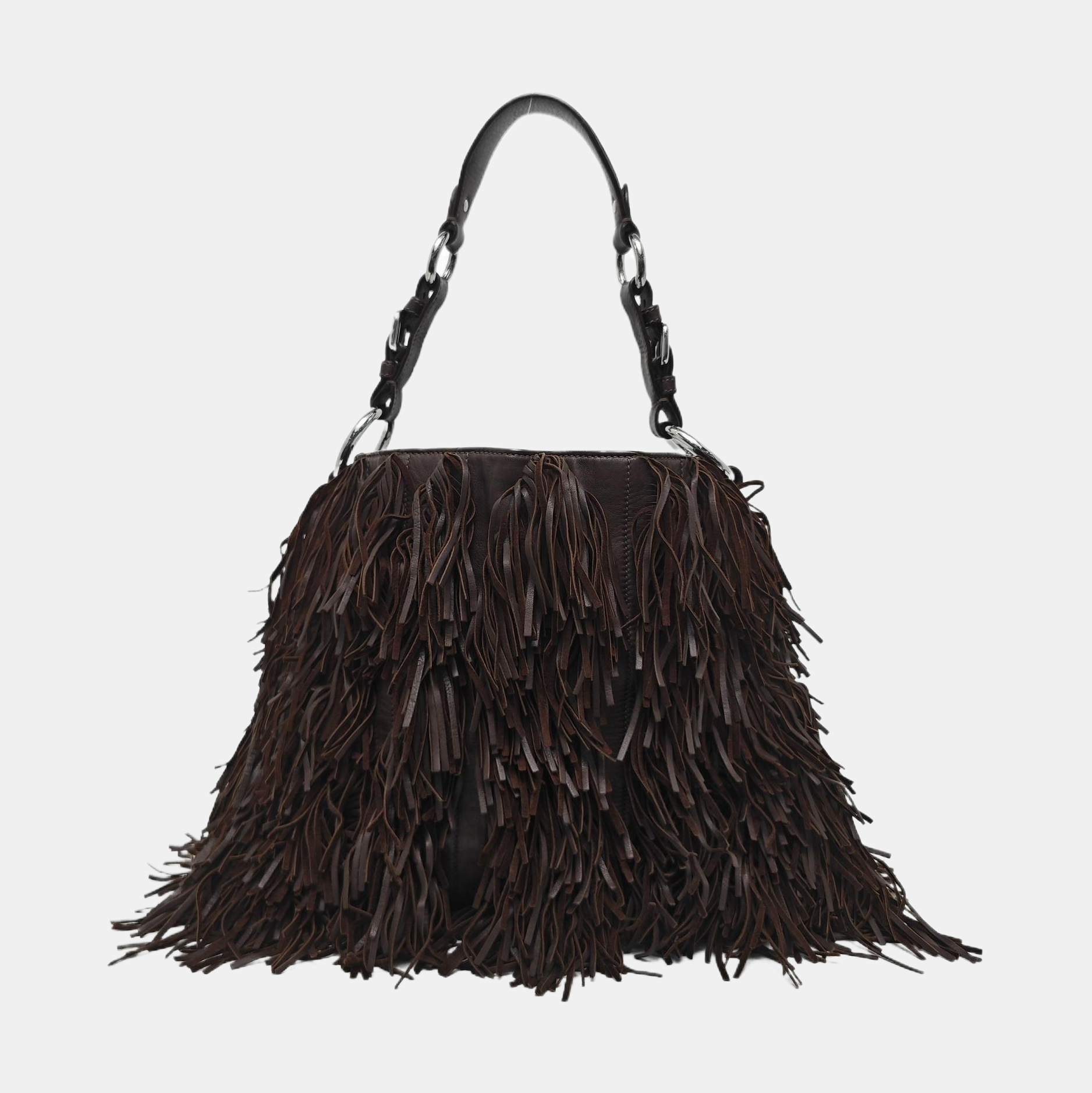Lambskin Top Handle Bag Brown
