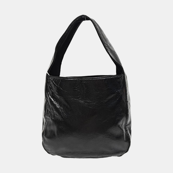 Patent Leather Top Handle Bag Black