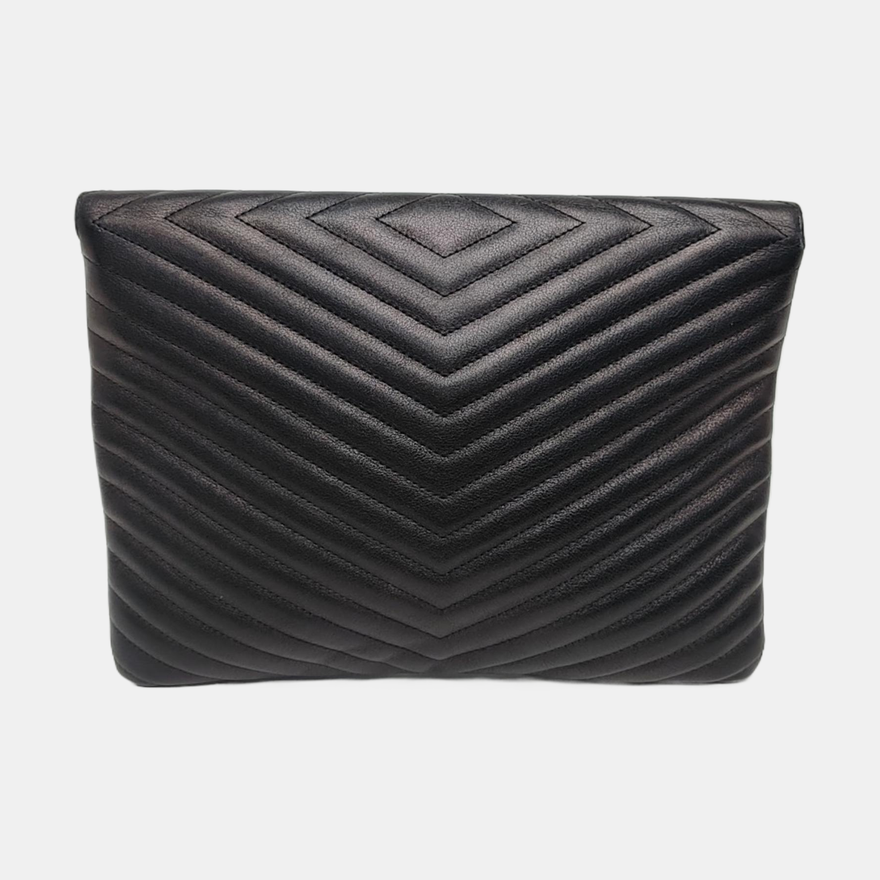 Chevron, Quilted Calfskin Black