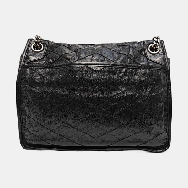 NIKI Medium Chevron Calfskin Black