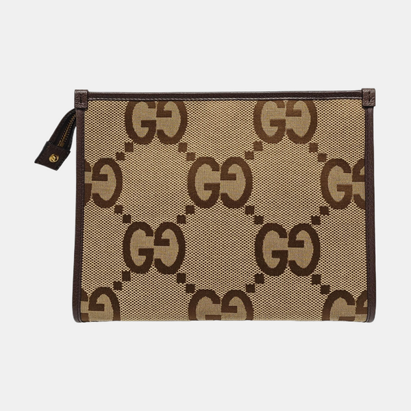 Monogram Fabric Clutch Brown