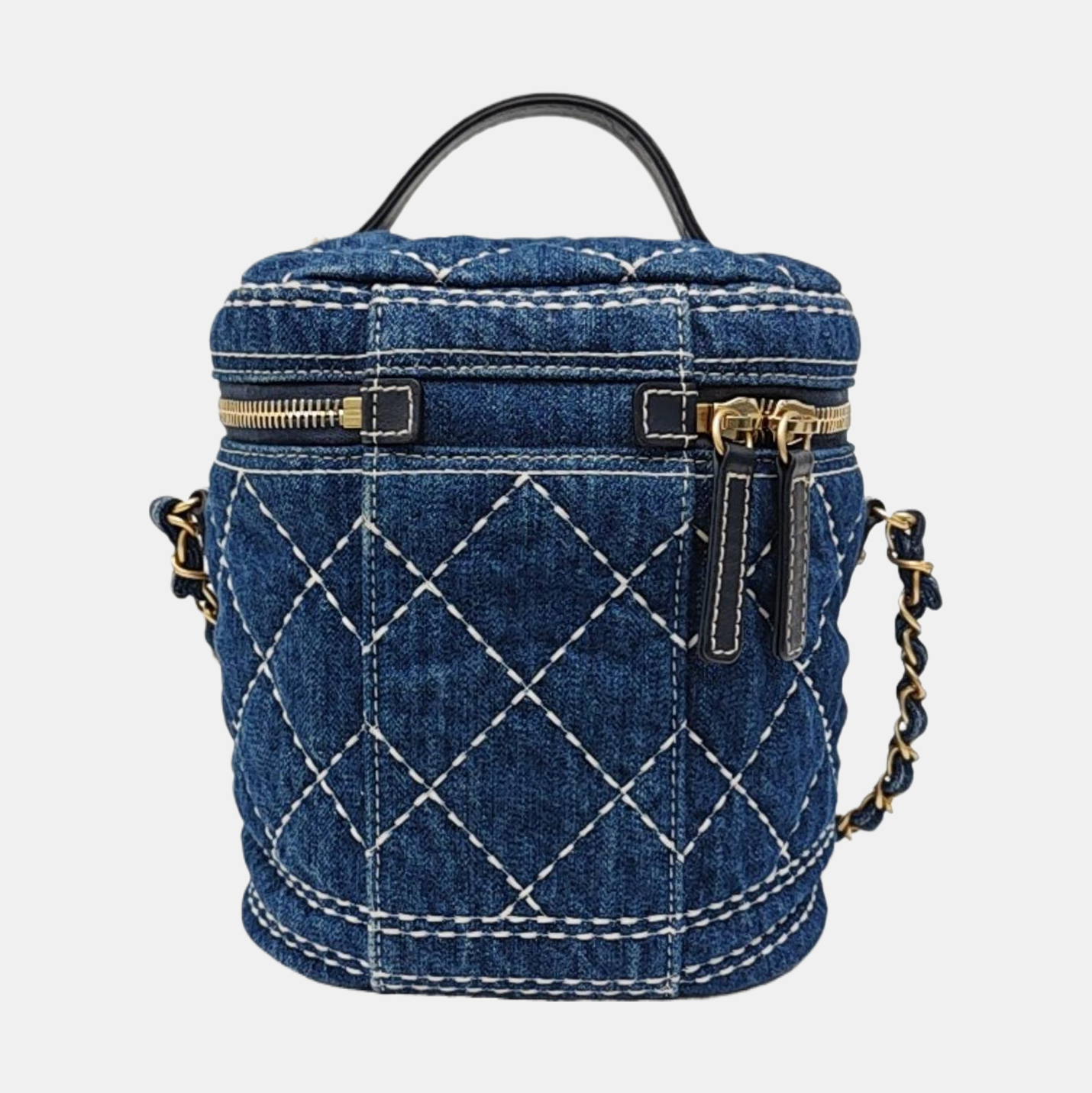 VINTAGE COSMETIC BAGS Quilted Denim Blue