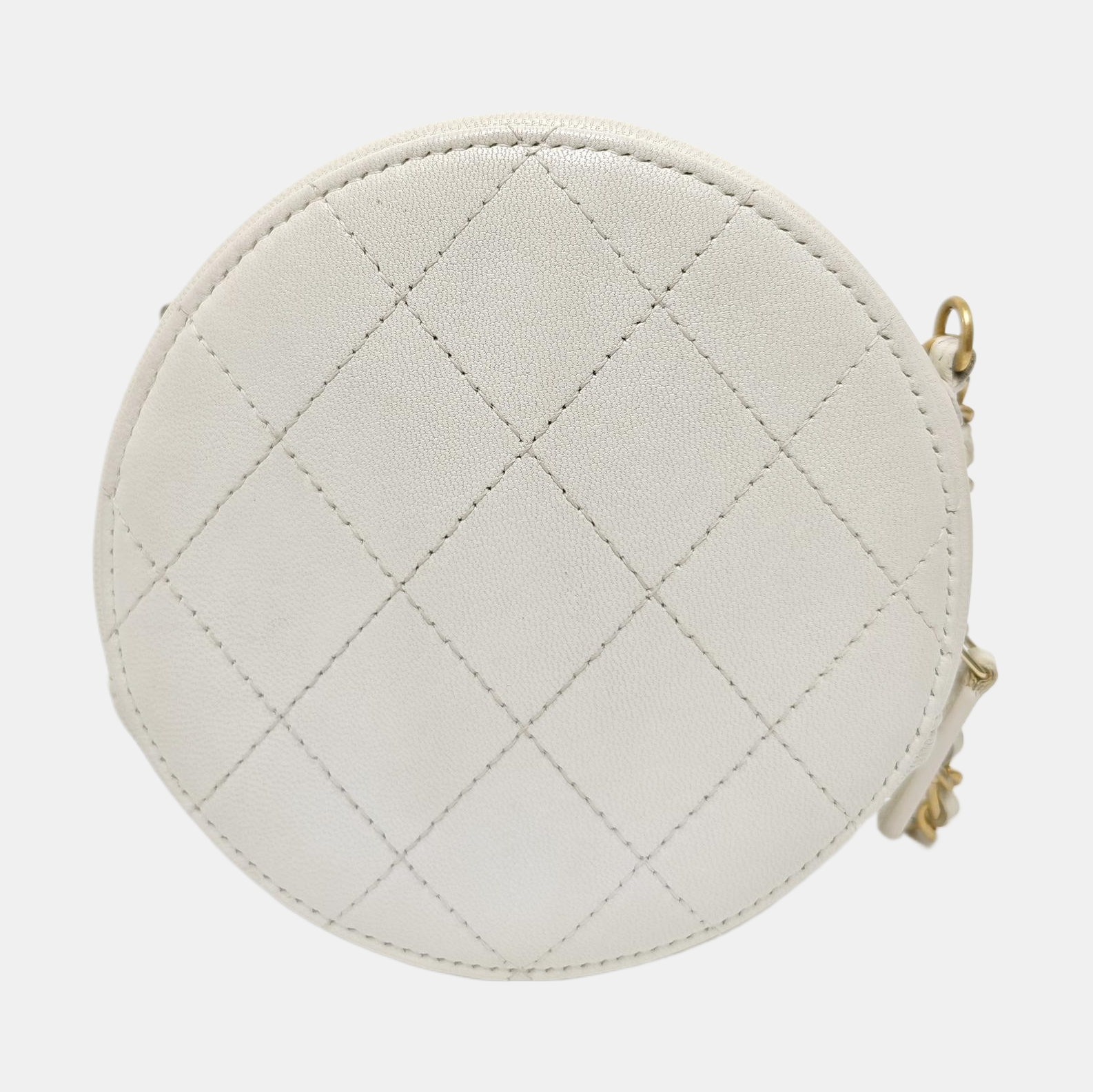 ROUND Quilted Lambskin White