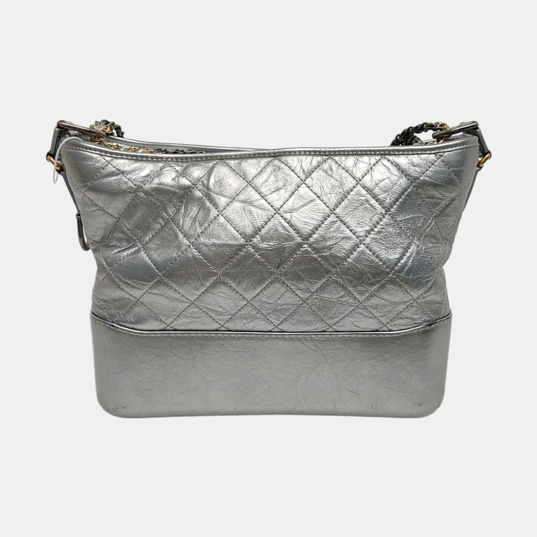 Authenticated pre-owned  GABRIELLE Medium Quilted Calfskin Silver - Shoulder Bag at Looply